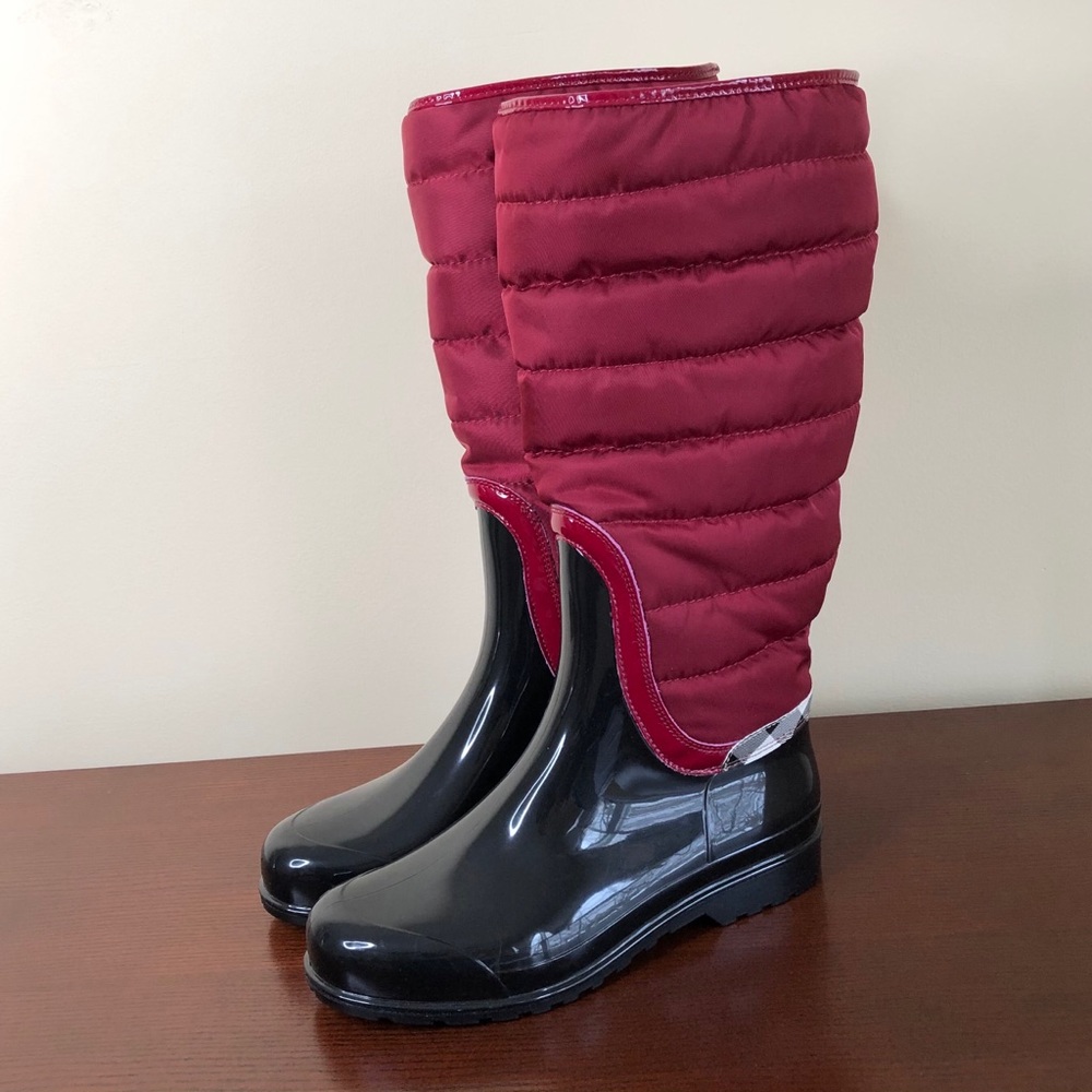 Burberry Black Raspberry Nova Ski Snow Rain Boot US 7.5 EUR 38 New BOX AUTHENTIC